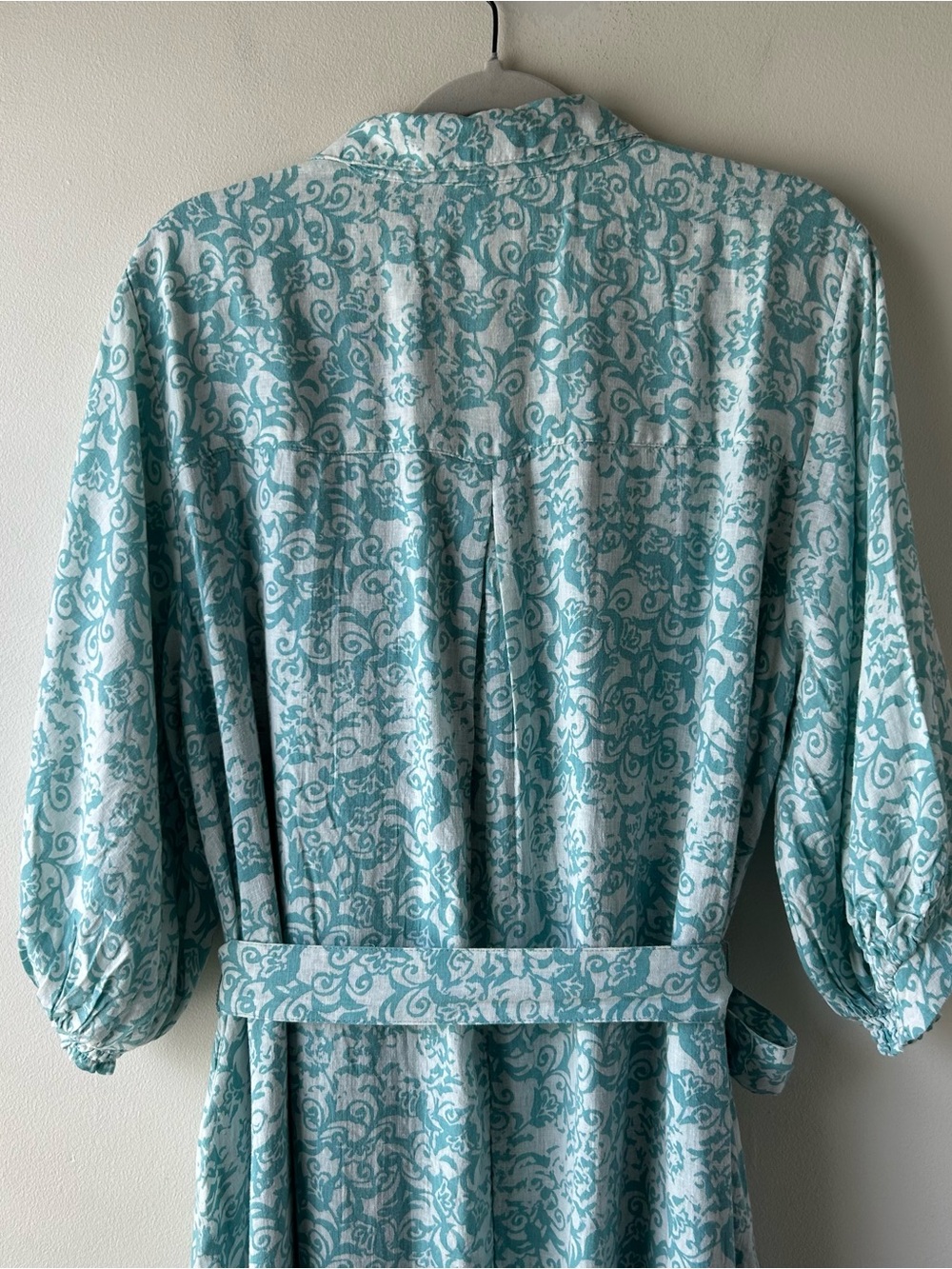 Maeve Anthropologie Irene Linen Shirt Maxi Dress Mint Green Floral XL - Picture 15 of 16